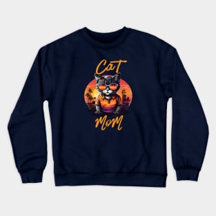 Cool Cat With Sunglasses Summer Sun Pet Lover Crewneck Sweatshirt